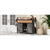 Gulches 52.8"W Grey Wicker Outdoor Grill Cart - Rolling Kitchen Island with Foldable Poly-Wood Top, Storage Cabinet - 4 of 4