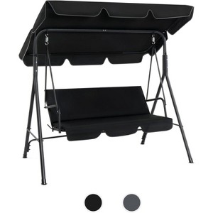 VINGLI Heavy Duty 550 LBS Upgraded 2 Person Outdoor Porch Swing with Stand, Adjustable Canopy Swing with Cushions and Steel Frame (Black) - 1 of 4