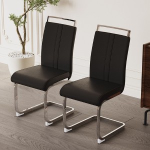 Sapphtopaz Modern Simple High Back Dining Chairs, PU Faux Leather Kitchen Chairs with C-shaped Tube Plating Metal Legs for Dining Room - 1 of 4