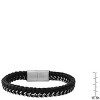 Steeltime Men's black braided leather and oxidized stainless steel wheat bracelet - 3 of 4