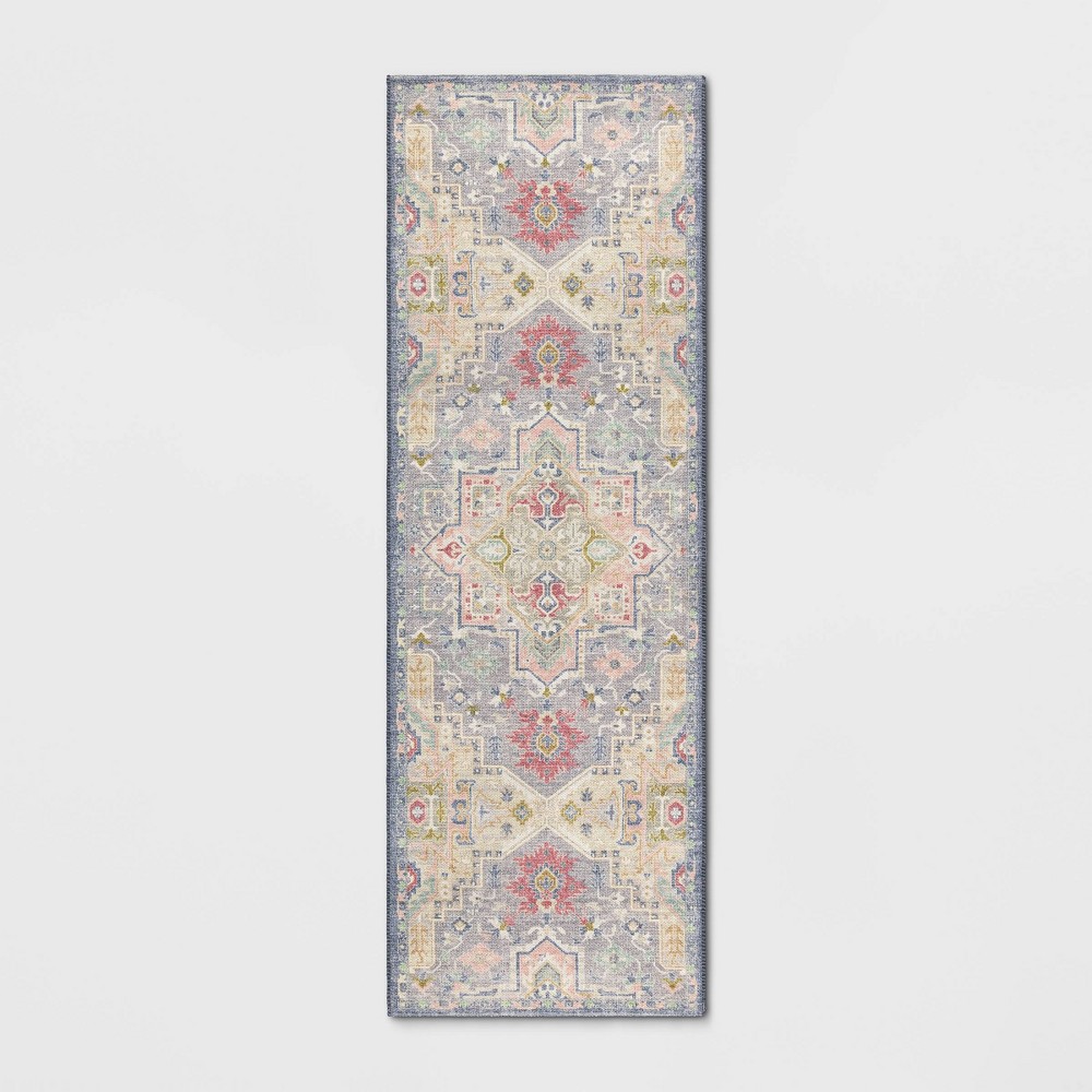 Photos - Area Rug 2'4"x7' Washable Zebrina Medallion Persian Style Printed Runner Rug Light