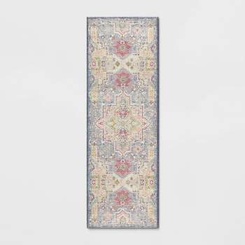 2'4"x7' Zebrina Medallion Persian Style Printed Accent Rug Light Yellow/Blue - Opalhouse™
