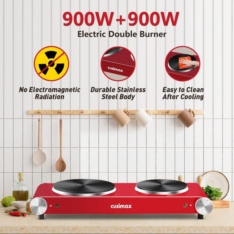 Cusimax Double Hot Plate For Cooking,Stainless Steel Electric Burner, 1 of 5