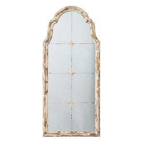 Vynxaria 22 in. Wx48 in. H Cream & Gold Arched Wall Mirror, Decorative Window Design for Living Room, Bathroom, Entryway" - 1 of 4