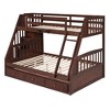 Twin-Over-Full Bunk Bed with Drawers，Ladder and Storage Staircase, Espresso - 3 of 4