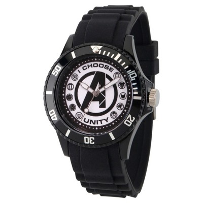 Men's Marvel Classic Avengers Logo/Captain America/Black Widow/Hulk/Ant-Man Plastic Watch - Black