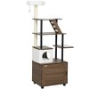 PawHut 68.5" Cat Tree with Litter Box Enclosure, 2 in 1 Cat Tower Hidden Litter Box Furniture with Scratching Posts, Condo, Bed, Cushions, Brown - 4 of 4
