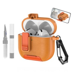 HTUTWOO AirPods Pro 2nd Lock Clip Leather Case with Carabiner and Stand Rugged, Protection Cover for AirPods Pro 2 - 1 of 4