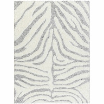 Hauteloom Dysis Gray Zebra Print Plush Rug