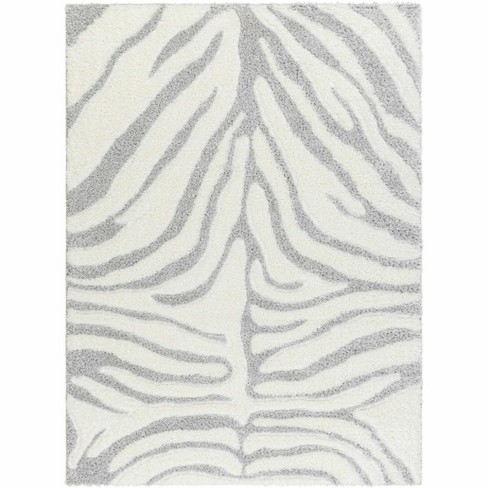 Hauteloom Dysis Gray Zebra Print Plush Rug : Target