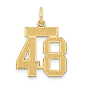 Black Bow Jewelry 14k Yellow Gold, Jersey Collection, Small Number 48 Pendant - 1 of 4