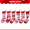 6 Pack 18 Inch Knit Stockings Large Rustic Yarn Xmas Stockings Snowflake Snowman Reindeer Holiday Decorations - 2 of 4