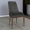 LeisureMod Modern Dining Chair Upholstered in Leather with Brown Rubberwood Legs Accent Kitchen Room Side Chairs Viva Series - 3 of 4
