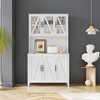 Large Freestanding Storage Cabinet with Glass Doors, Drawers and Open Shelves - ModernLuxe - image 2 of 4