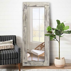 PexFix 24 in. W x 58 in. H Farmhouse Rectangular Solid Wood Framed Full Length Leaning Mirror in Weathered White - 1 of 4