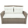 Maggift Patio Seating Sets Rattan Furniture Set Table Chairs,Set with Cushions Outdoor, Cushioned Sofa Armrest Garden, White, 27.5"*27.5"*31.1" - 4 of 4