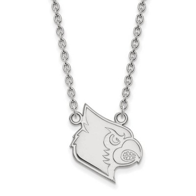 Black Bow Jewelry 10k White Gold Louisville Cardinals NCAA Necklace 18 Inch