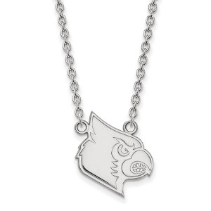 Black Bow Jewelry 10k White Gold Louisville Cardinals NCAA Necklace 18 Inch - 1 of 4