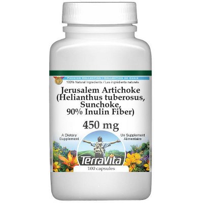 TerraVita Jerusalem Artichoke (Helianthus tuberosus, Sunchoke, 90% Inulin Fiber) - 450 mg (100 capsules, ZIN: 570983, 2-Pack)