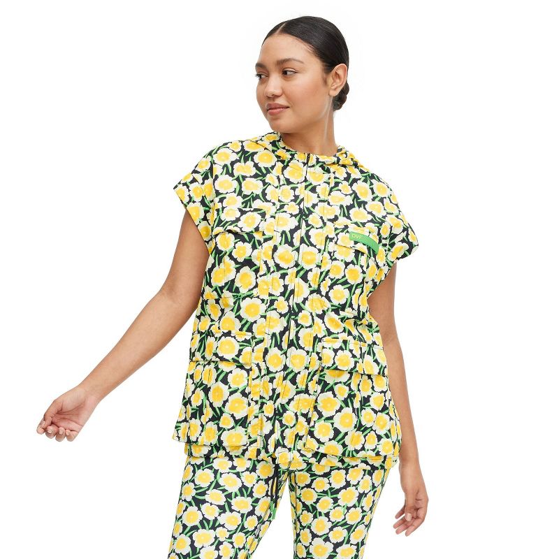 Women's Nylon Packable Yellow Poppy Short Sleeve Hooded Vest - DVF for Target, 4 of 12