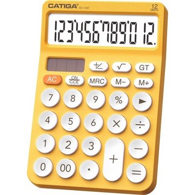 CATIGA 12 Digit Desktop Calculator with Large LCD Display, Dual Power, 4 Functions for Office, Home, School, SD-1292