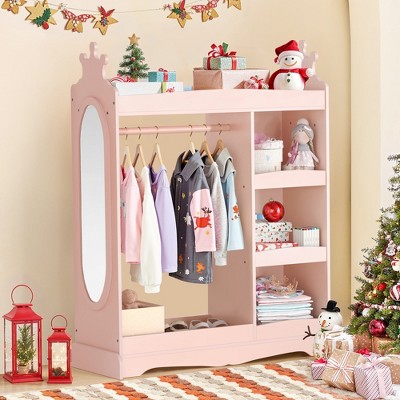 Arceso Kids Dress up Storage with Mirror,Armoire Wardrobe Closet for Kids Room