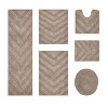 Hugo 6-Piece Bath Rug Set 100% Premium Cotton Tufted Chevron Pattern Bathmats for Bathroom, Super Soft Absorbent Machine Washable - 2 of 4
