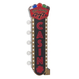 LED Get Lucky Casino Vintage Marquee Off the Wall Sign - American Art Decor: Retro Gaming Entrance Display, AA Battery Powered - 1 of 4
