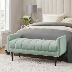NicBex Accent Nailhead Trim Ottoman Bench with Back & Flared Arms,Upholstered Bedroom Bench Shoe Bench for Living Room,Bedside - 1 of 4