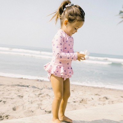 Sunguard Swim Reese Girls’ UPF 50+ Long Sleeve Two Piece Swimsuit Set | Sunguard Swim Ditsy Tropical Blue 4-5Y — фото 7