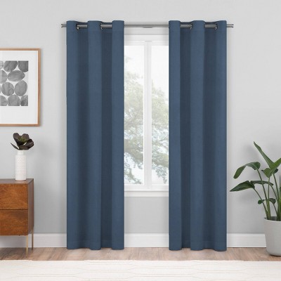 Photo 1 of 2pk 37&#34;x63&#34; Blackout Shadow Window Curtain Panels Blue - Eclipse