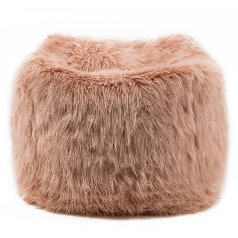 Square Stuffed Pouf Ottoman, Sherpa Faux Fur Foot Stool with Filler,  20x20x17 Inches Fuzzy Chair, Floor Bean Bag Cubes, Furry Footrest for  Living Room, Bedroom, Play Room, Lavender 
