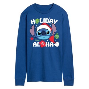 Men's - Lilo and Stitch - Holiday Aloha Long Sleeve Graphic T-Shirt - 1 of 4