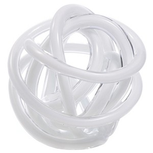 Luxury Lane Hand Blown White Infinity Knot Sommerso Art Orbit Glass Ball - 1 of 4
