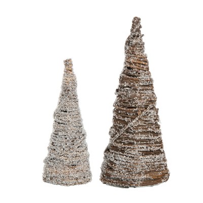 Transpac Natural Fiber 11.81 In. Brown Christmas Twig Tree Decor Set Of ...