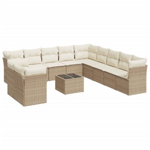 vidaXL Garden Sofa Set Beige, Cream White - 1 of 4