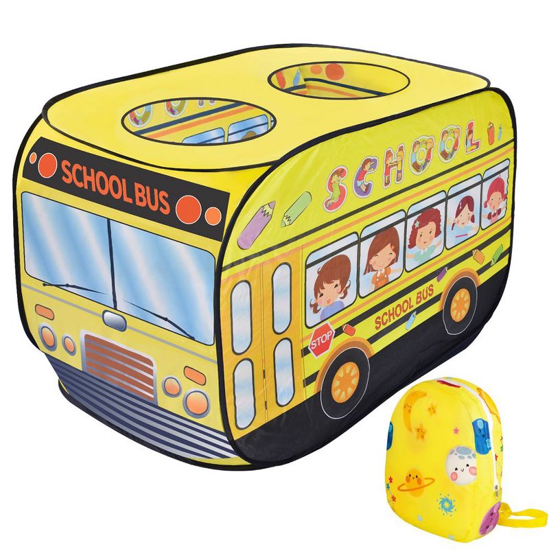 Fun Little Toys School Bus Pop-Up Tent with Backpack, 1 of 8