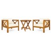NAYSAYE Patio Chaise Lounges Outdoor Wood Conversation Set Two Seats with Cushions and Acacia Table for Patio, Beige and Teak, 28.7"*27.9"*24" - 2 of 4
