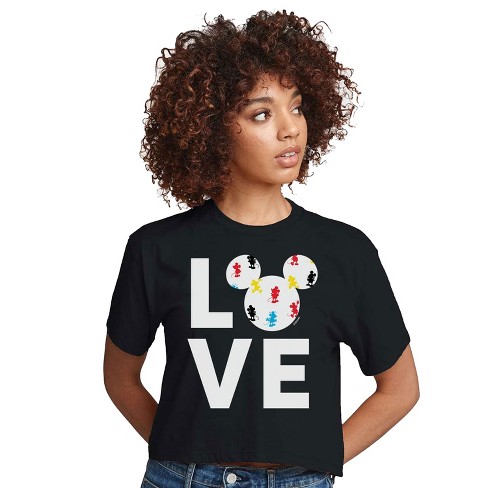 Women's - Disney - Mickey Love Fill Cropped Graphic T-Shirt - image 1 of 4