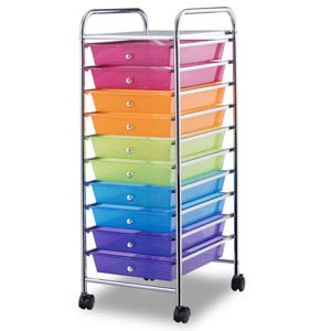 Tangkula 10 Drawer Scrapbook Paper Organizer Rolling Storage Cart for Office School - 1 of 4