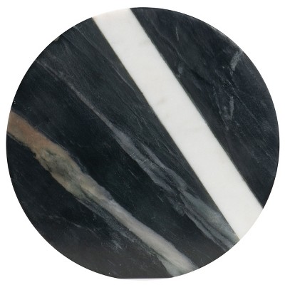 Round Black Marble with White Marble Inlay Kitchen Trivet - Foreside Home & Garden