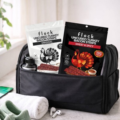 Flock Foods Uncured Sweet & Spicy Turkey Bacon Strips - 10g Protein - 2oz