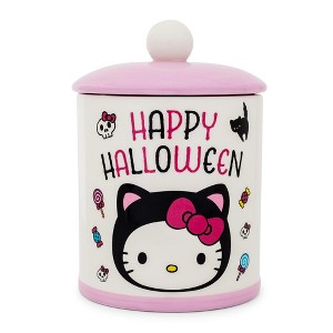 Silver Buffalo Sanrio Hello Kitty Black Cat "Happy Halloween" Ceramic Snack Jar | 8 Inches Tall - 1 of 4