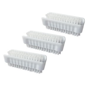 LOLA Products Classic Hand & Nail Brush, 2 Sided - Soft & Stiff, Long-Lasting, Comfortable No-Slip Grip, Cleans Hands & Fingernails, White, 3 Pack - 1 of 4