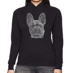 LA Pop Art Women's Word Art Hooded Sweatshirt -French Bulldog - 1 of 4