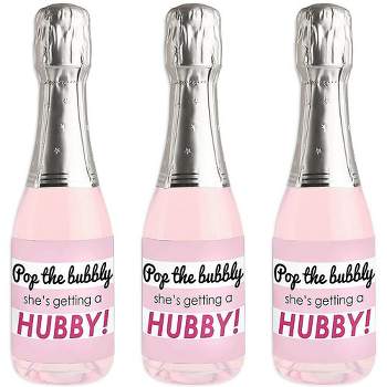 Big Dot of Happiness Bride-To-Be - Mini Wine and Champagne Bottle Label Stickers - Bridal Shower or Classy Bachelorette Party Favor Gift - Set of 16