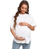 Women's Maternity Dolman Top Short Sleeve Loose Fit Pregnancy Comfort Casual Blouse - 2 of 4