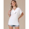 INSPIRE CHIC Women's Summer Short Sleeve Casual V Neck Pleated Button Tunic Tops - 3 of 4
