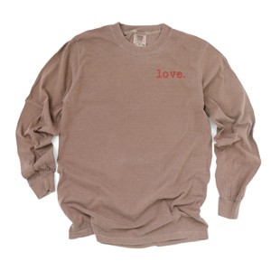 Simply Sage Market Embroidered Love Typewriter Mini Garment Dyed Long Sleeve - 1 of 4