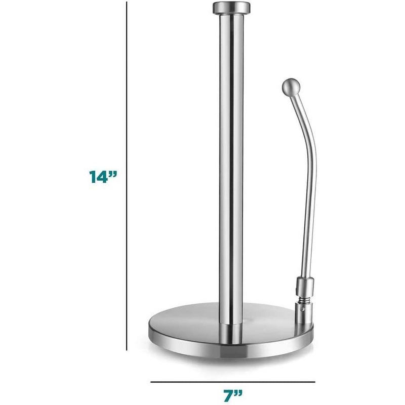 Jumbo Paper Towel Holder with Adjustable Spring Arm in Stainless Steel for Kitchen or Bathroom - HomeItUsa, 4 of 11